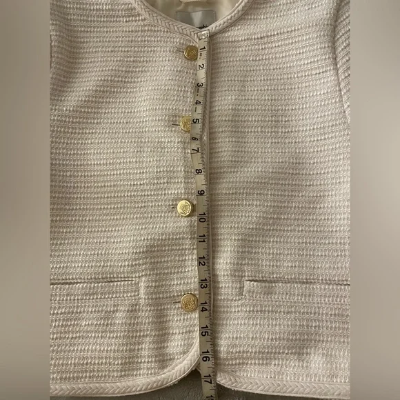 New Abercrombie &Fitch Collarless Tweed Women's Jacket. Cream (off white). M - Picture 11 of 14